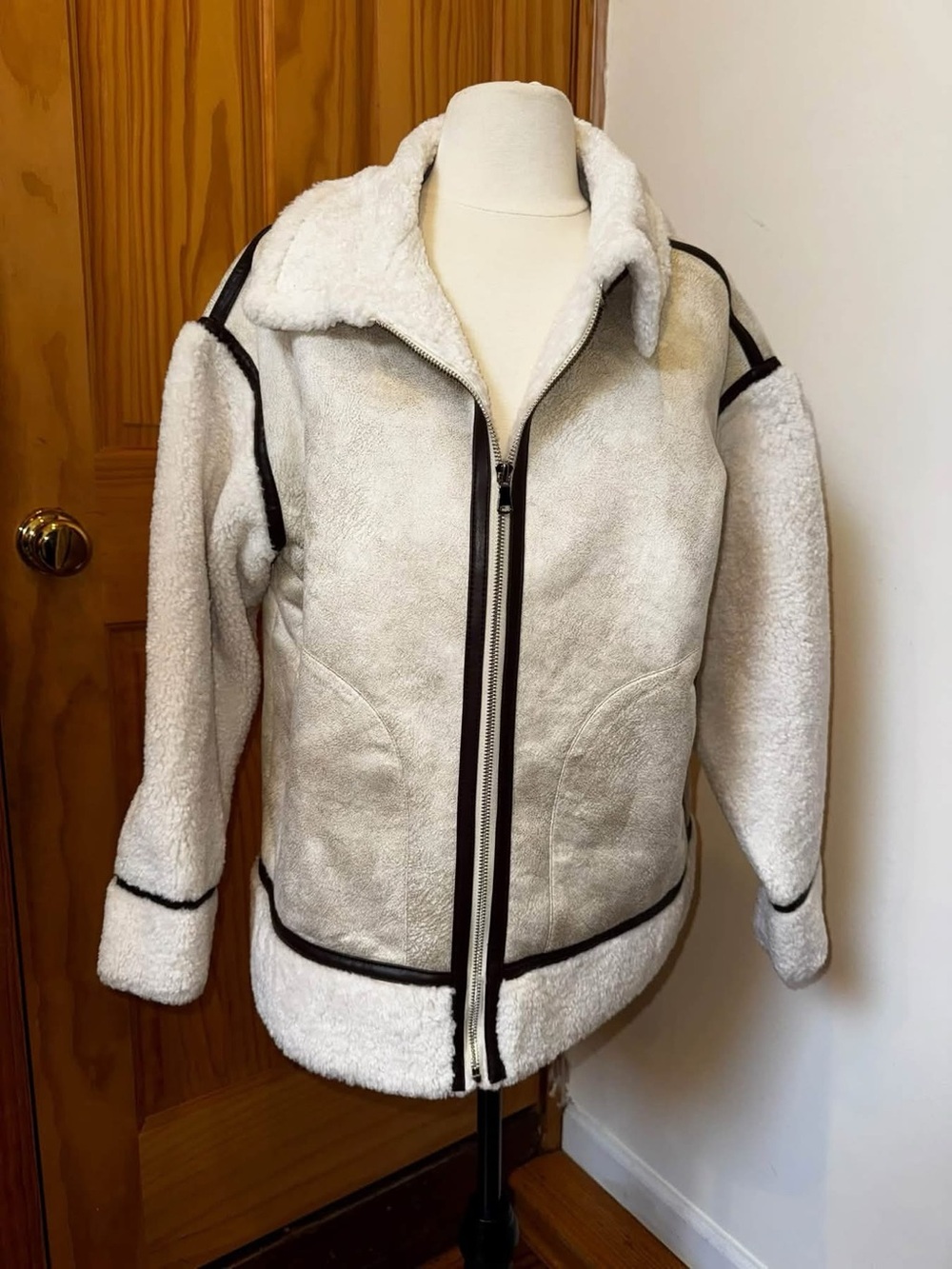 Angel Wings by Lucy Faux Shearling Aviator Jacket NWT Size M/L